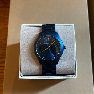 MK navy blue watch
